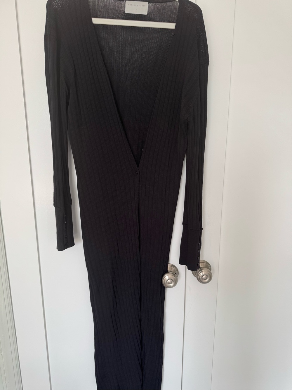 Modern Citizen Black Long Sleeve Ribbed Maxi Dress